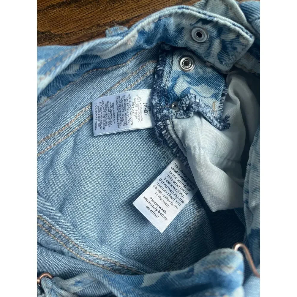Jordache Girls Roses Denim romper overall Size 7/8 blue